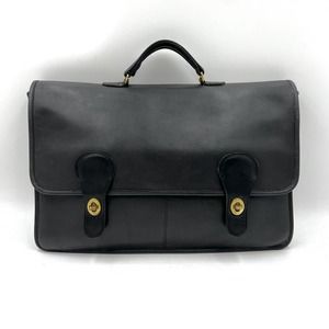 Vintage Coach Diplomat Briefcase #5170 Black Leather Valise Bag